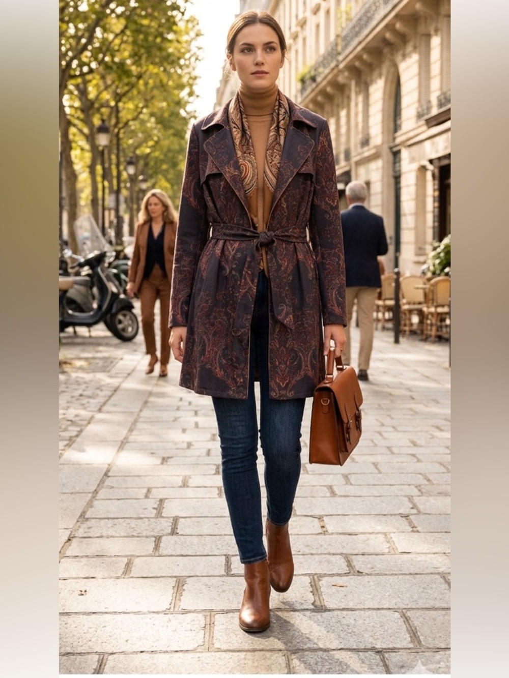 Solitaire Dark Paisley Trench Coat - XL. GUC